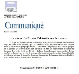 Le vote sur l’ANI : plus d’abstention que de « pour » (André Chassaigne)