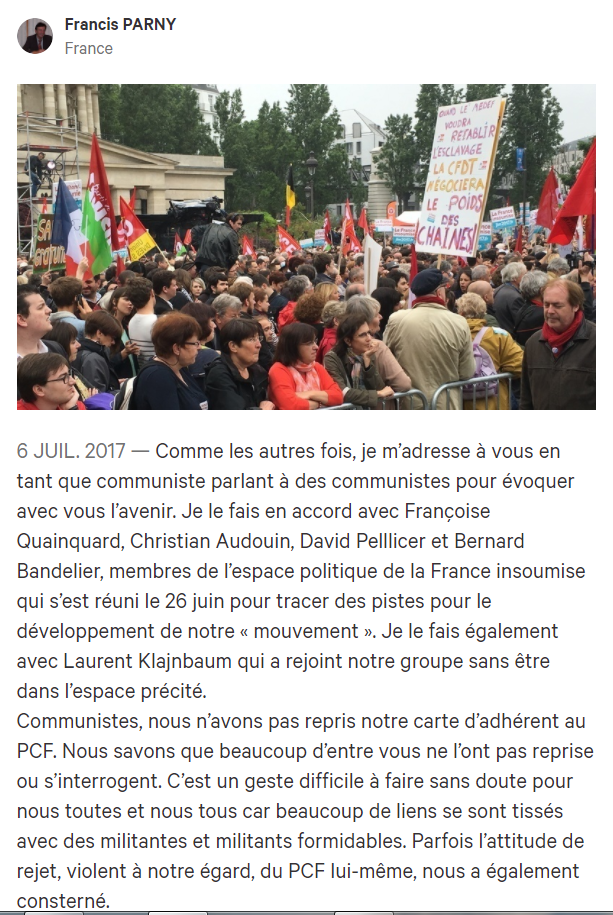 L'opportuniste Francis Parny et ses copains quittent (enfin) le PCF