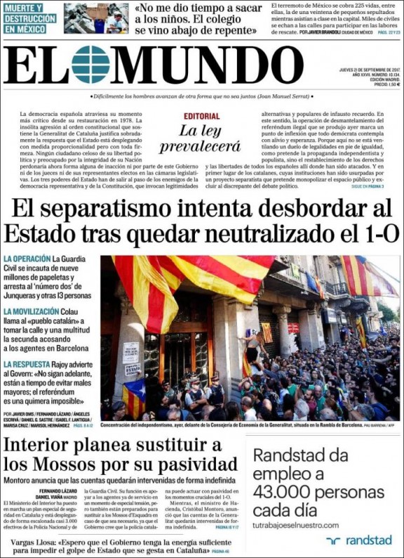 Ce matin la presse espagnole célèbre unanimement le coup de force de Rajoy