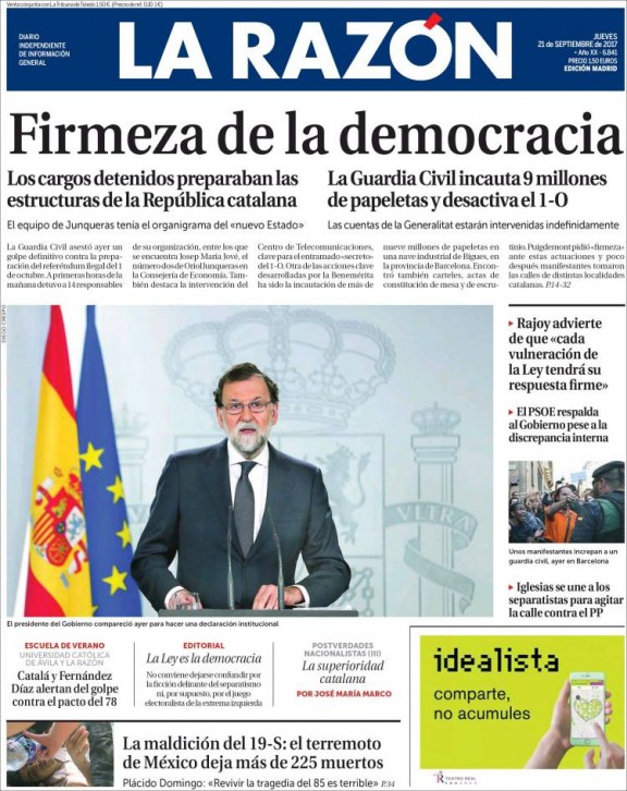 Ce matin la presse espagnole célèbre unanimement le coup de force de Rajoy