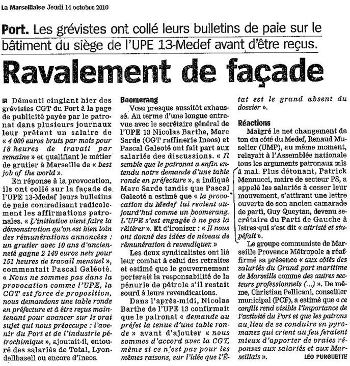 La CGT et le PCF répondent aux affabulations de l'UPE13 et du social-traitre Mennucci