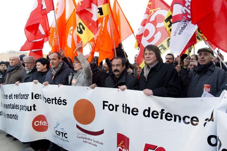 Les syndicats français unis pour défendre le droit de grève dans le monde