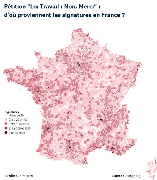 Loi El Khomri : d'où viennent les 1,1 million de pétitionnaires