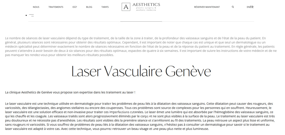 Laser Vasculaire en Suisse à Genève