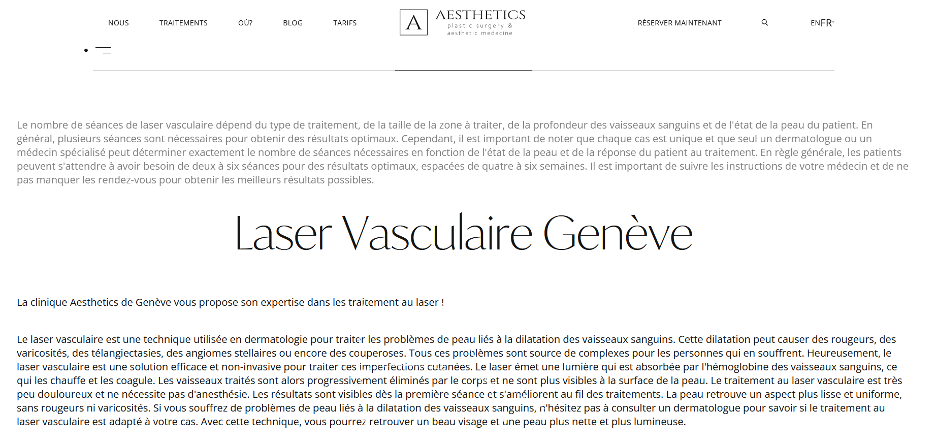 Laser Vasculaire en Suisse à Genève