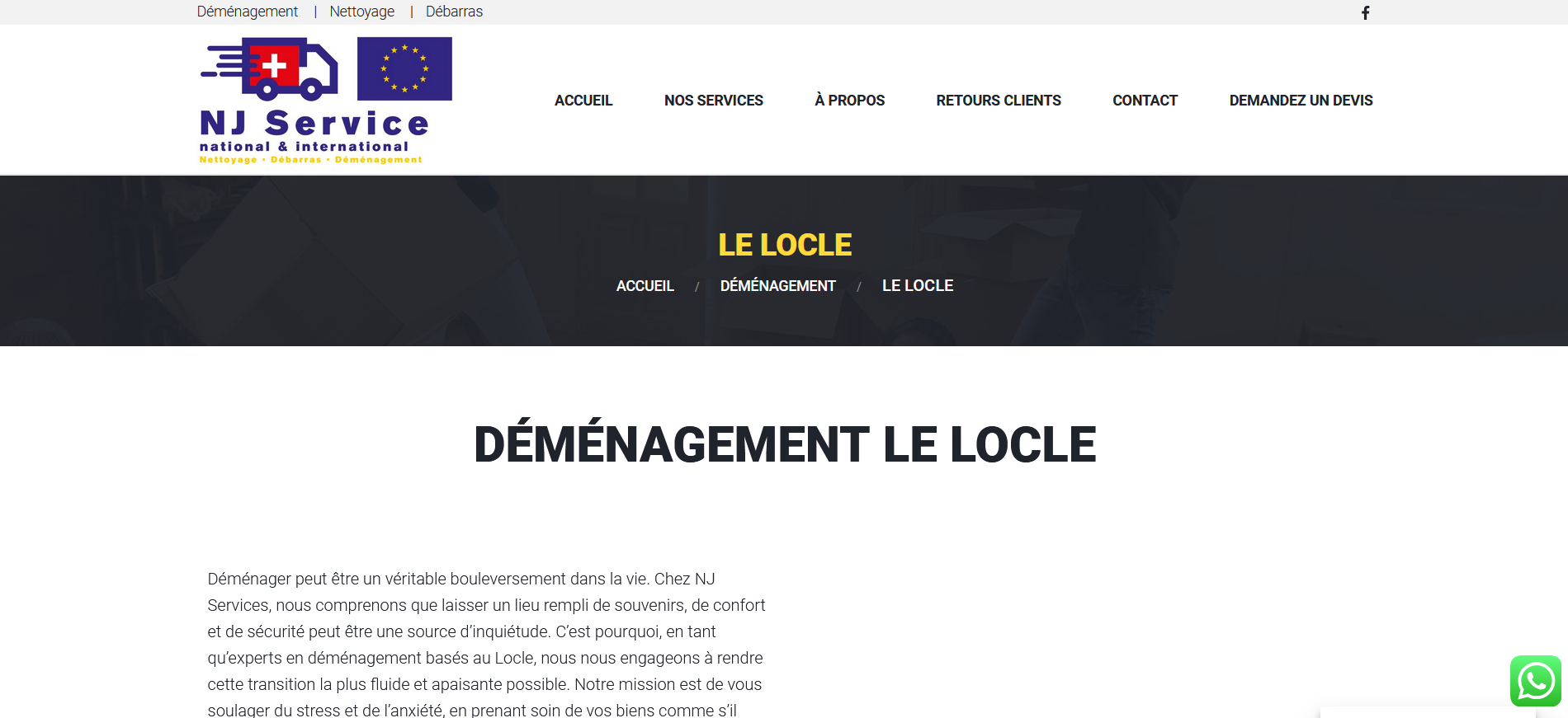 Déménagement Le Locle avec NJ services